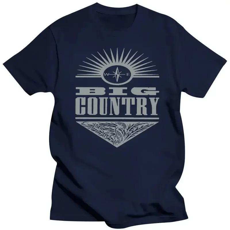 Big Country Band Logo T-Shirt für Herren Damen, Retro Post Punk Rock Grafik T-Shirt, Oversized Polyester Musiker Top Streetwear 2XL navy blau