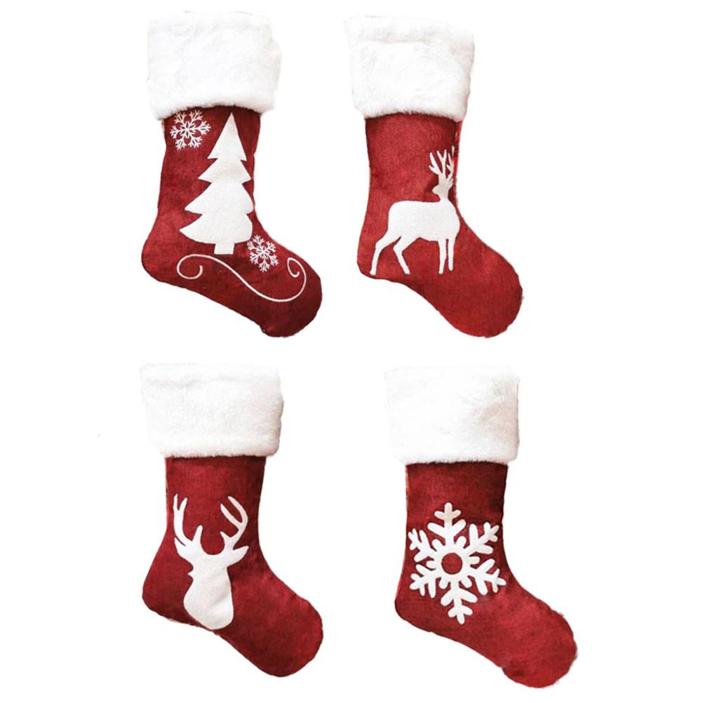 

4pcs Christmas Sock Gift Bag Linen Holder Stockings Decorations Holiday Party Supplies New Year Christmas Day other