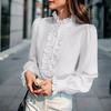 Women Autumn Long Sleeve Blouses and Shirts Office Ladies Business Single Breasted Ruffles Shirt Tops