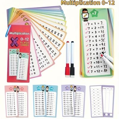 0-12 Multiplication Charts, Times Table Cards, Self Check Math Learning Tool, Mathematical Training, Teaching Aids