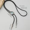 Turquoises Flower Pendant Bolo Tie Necklace For Men Women Cowboy Adjustable Leather Cord Necktie Casual Evening Wear