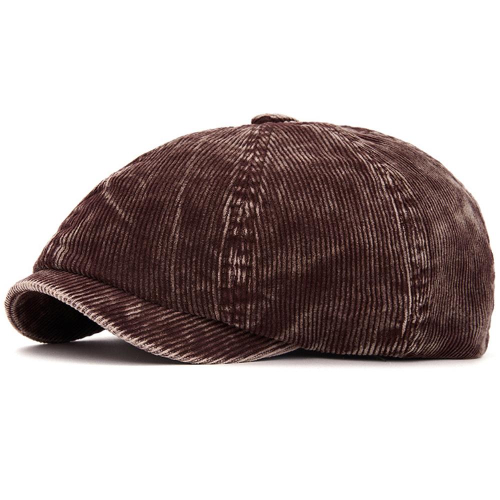 HT4911 Mens Berets Women Corduroy Artist Painter Beret Hat Male Female Adjustable Ivy Flat Cap Autumn Winter Octagonal Beret Cap
