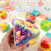 Cube Slow Rising Squeeze Toy, Maltose Texture Stress Relief Fidget, Soft Chewy Sensory Desk Decor with Gradient Tie-Dye, Portable Anxiety Relief Toy