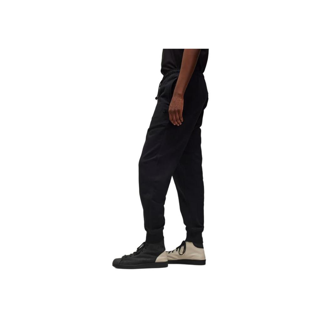 Y-3 Brushed Terry Cuffed Solid Color Drawstring Joggers Men Bottoms Black IW0070
