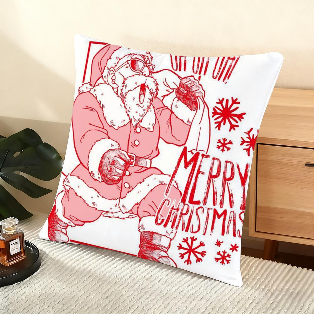 Cushion Cover Silky Short Plush Home Sofa Cushion Cover - Invisible Zipper Home Decoration Christmas Graphic