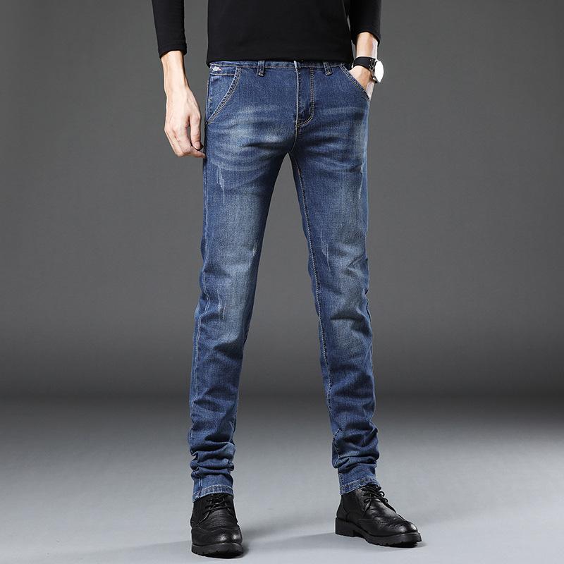 JYL Men s Jeans Black Slim Casual Spring Summer Teen Elastic Straight Denim 32