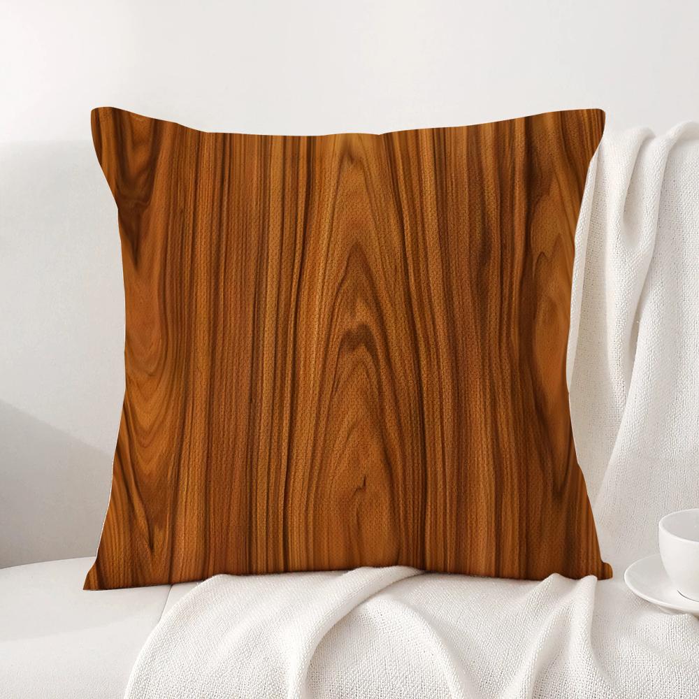 Classic Wood Grain Cushion Cover Natural Linen Organic Fabric DoubleSided Printing Sofa Home Decor Gift Pillow Cover