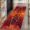 Tappeto con Stampa Illusione Ottica 3D Ponte di Lava Assorbente Antiscivolo Decorazione Motivo Fuoco Tappetino da Pavimento per Soggiorno Decorazione Domestica