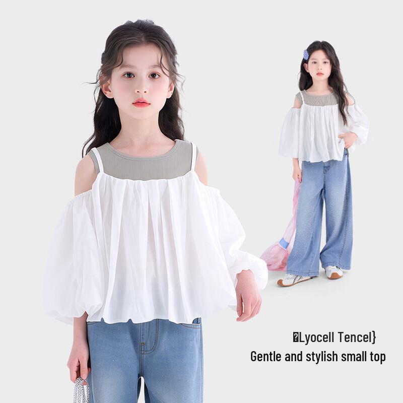 Girls Lyocell Tencel Puff Sleeve T-Shirt S