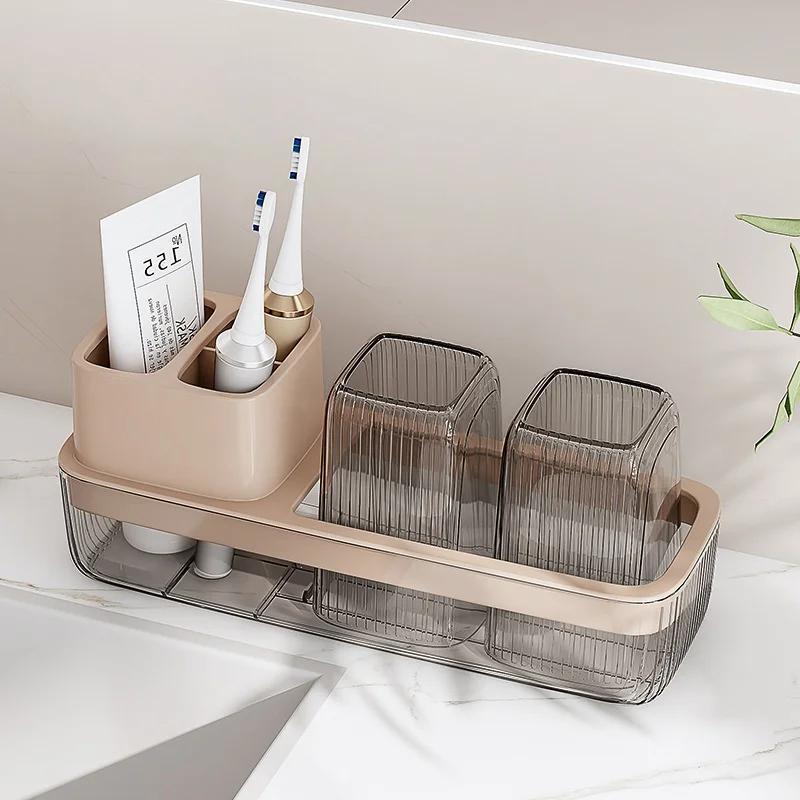 Washing Cup Toothbrush Holder Electric Toothbrush Rack Bathroom Dental Cup Storage Table Family Couple Mouthwash Cup Storage Box