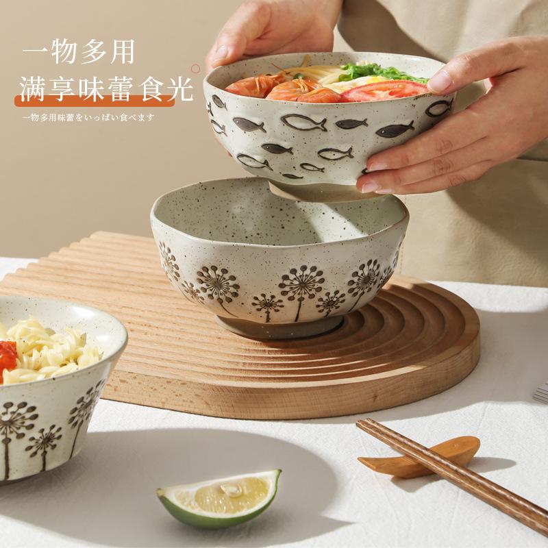 Japonská rýžová miska domácí keramická polévková miska vysoká tvář velká kapacita rýžová miska nudlová miska jednotlivá malá miska nádobí