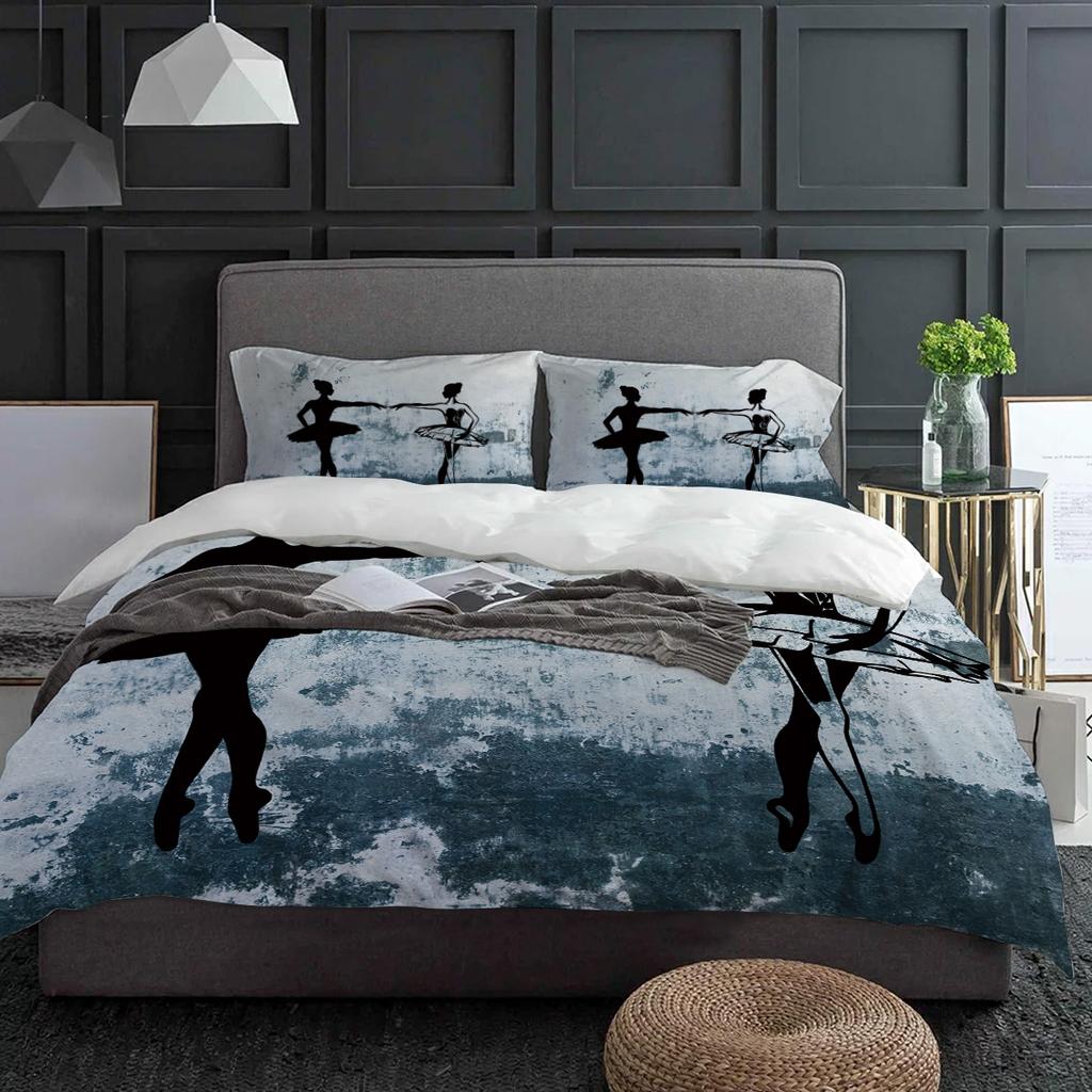 Girl Ballet Dancer Wall Duvet Cover With Pillow Case Custom 3pcs Bedding Set Quilt Cover Double Bed Home Textile