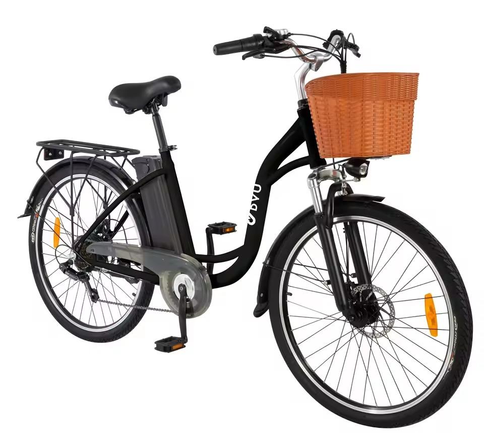 DYU C6 Electric Bike 350W Motor, 36V 12.5Ah Removable Battery, Max Range 40-70KM, 26*1.95 Inch Tires E-Bike