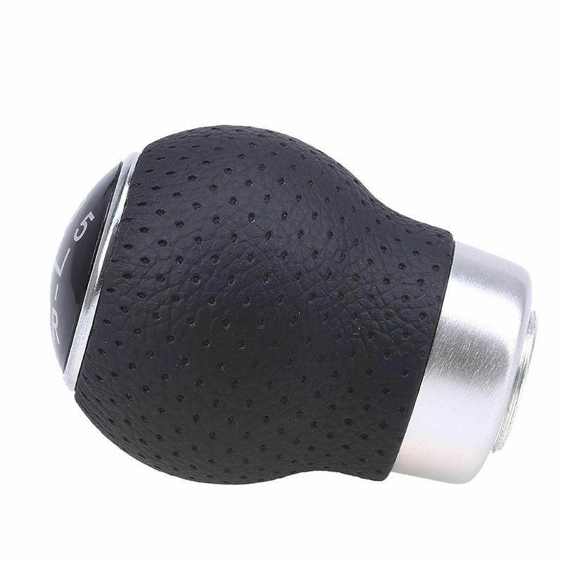 5Speed Universal Aluminum Manual Car Gear Shift Knob Shifter Lever Black Leather