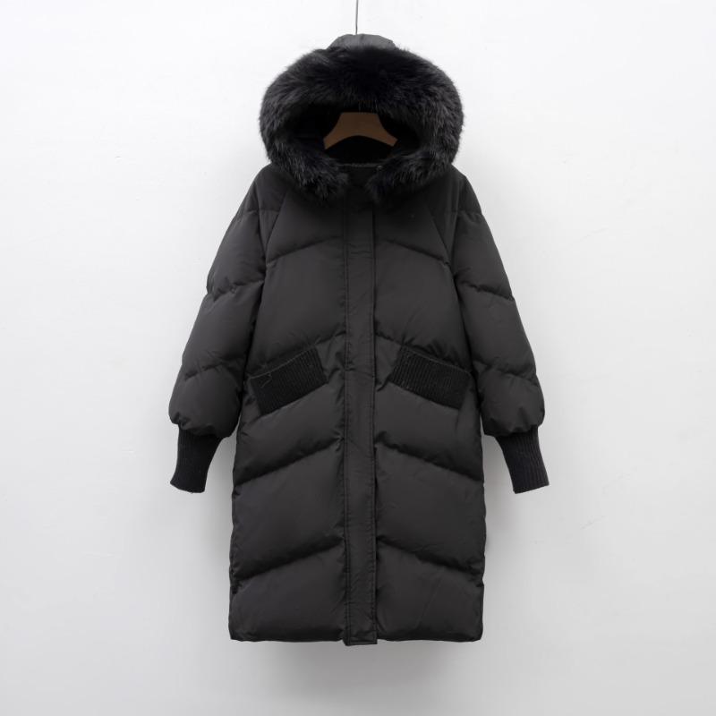 White Duck Down New Winter Warm Big Fur Collar Casual Loose Down Jacket Women's Coat