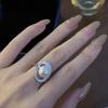 Freshwater Pearl Inlaid Zircon Ring, Personalized Living Adjustable Design, High-End Ring.