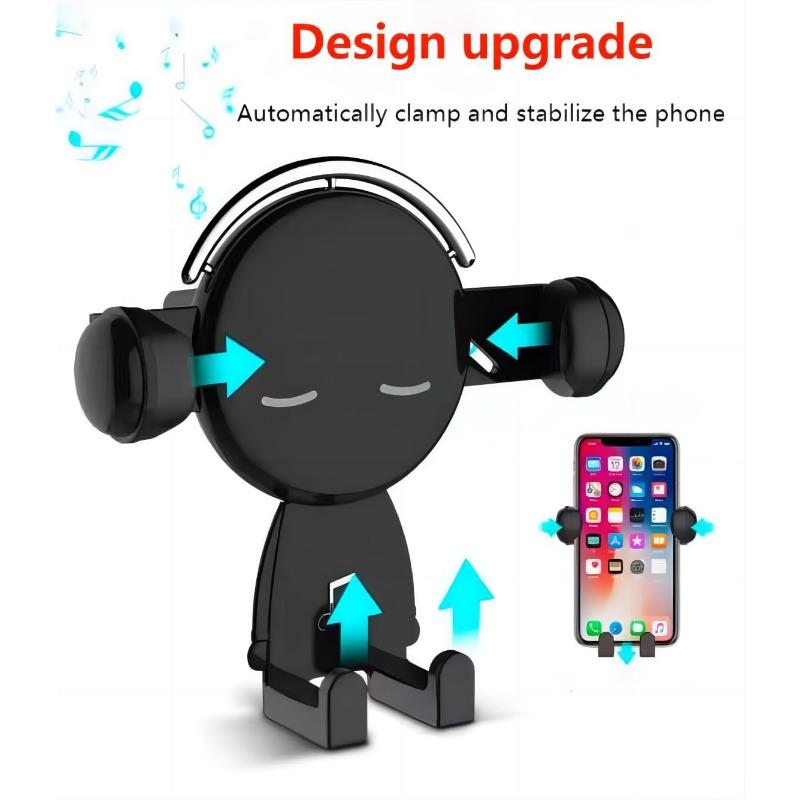 Smiley Face Car Phone Holder Multifunctional Event Navigation Mount Mobile Cell Stand with Hook Tail Clamp for iPhone 16 Samsung