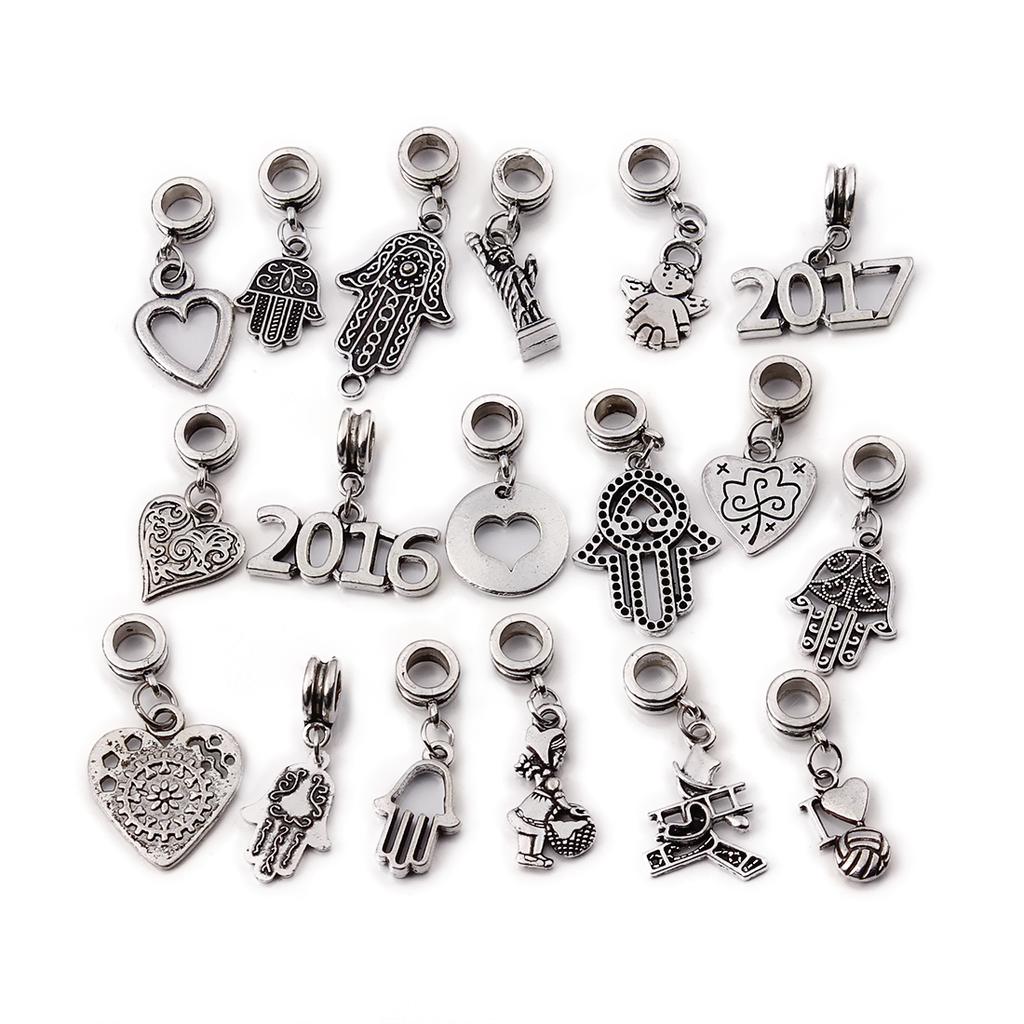 Louleur 10pcs Antique Silver Color Pendants Charm Big Hole Pendant For Jewelry Making DIY Gifts Bracelet Necklace Accessories