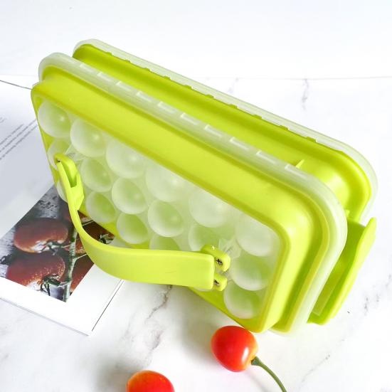 Eiswürfelform mit Deckel Lebensmittelechtes Silikon Eiswürfelbereiter BPA-frei Einfaches Entformen Ein-Klick-Entnahme Eiswürfelschale für Gefrierschrank