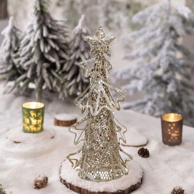 Schmiedeeisen Weihnachtsbaum LED Licht Glitzer Künstlicher Weihnachtsbaum Tischdekorationen Champagner Weihnachtsbaum Schreibtisch