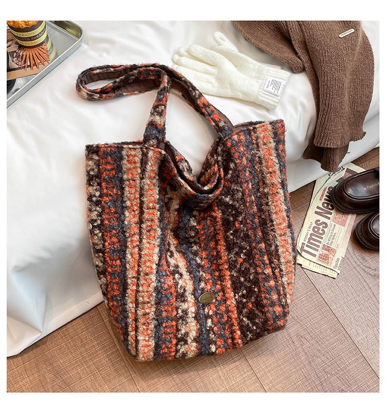 Borsa Tote in Lana da Donna con Chiusura Magnetica per Uso Quotidiano Casual