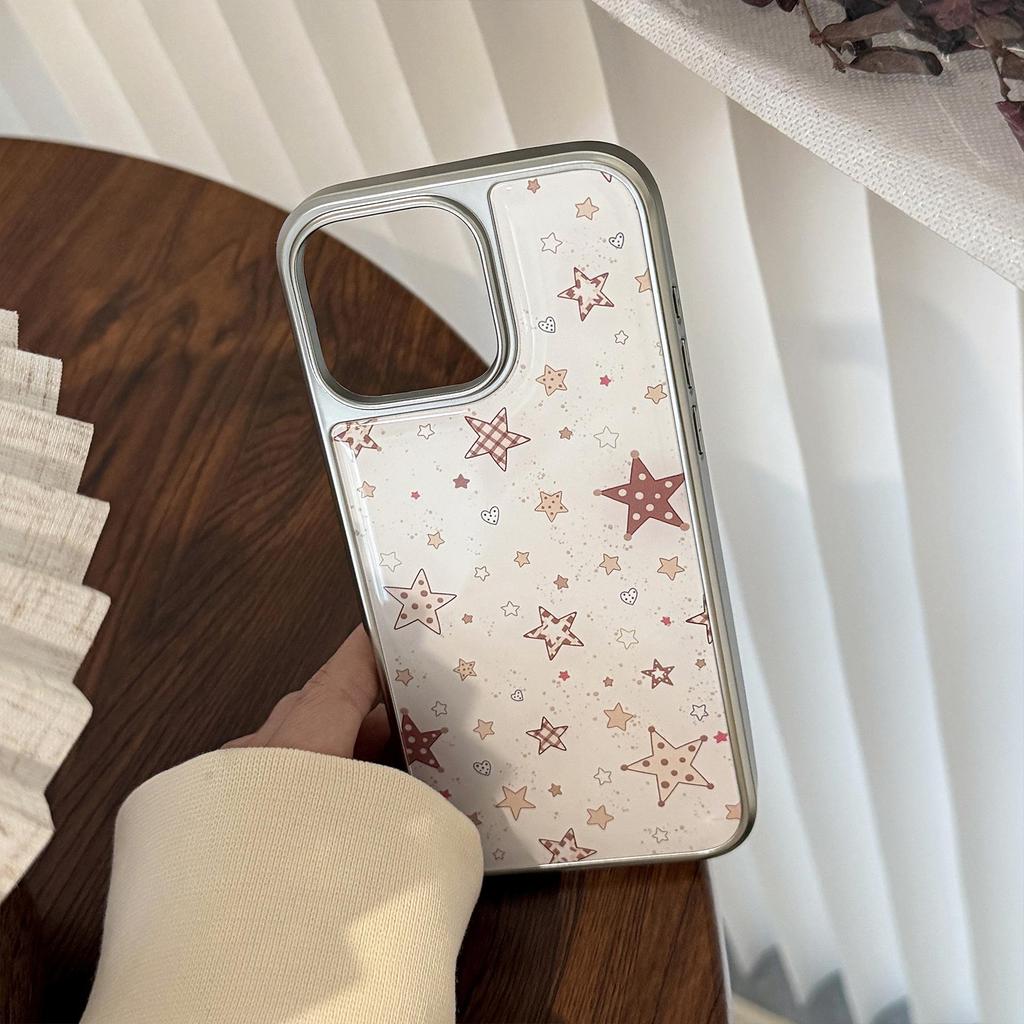 ins Polka Dot Plaid Star Phone Case for iPhone 14, iPhone 15, and iPhone 16 Pro Max