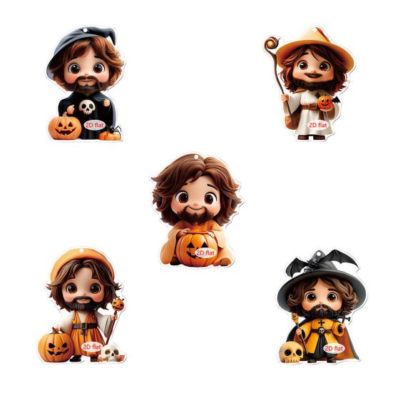 Car Pendant Halloween Series 2D Doll Charm Ghosts Pumpkins Skeletons Festive Car Ornament Auto Rearview Mirror Decoration