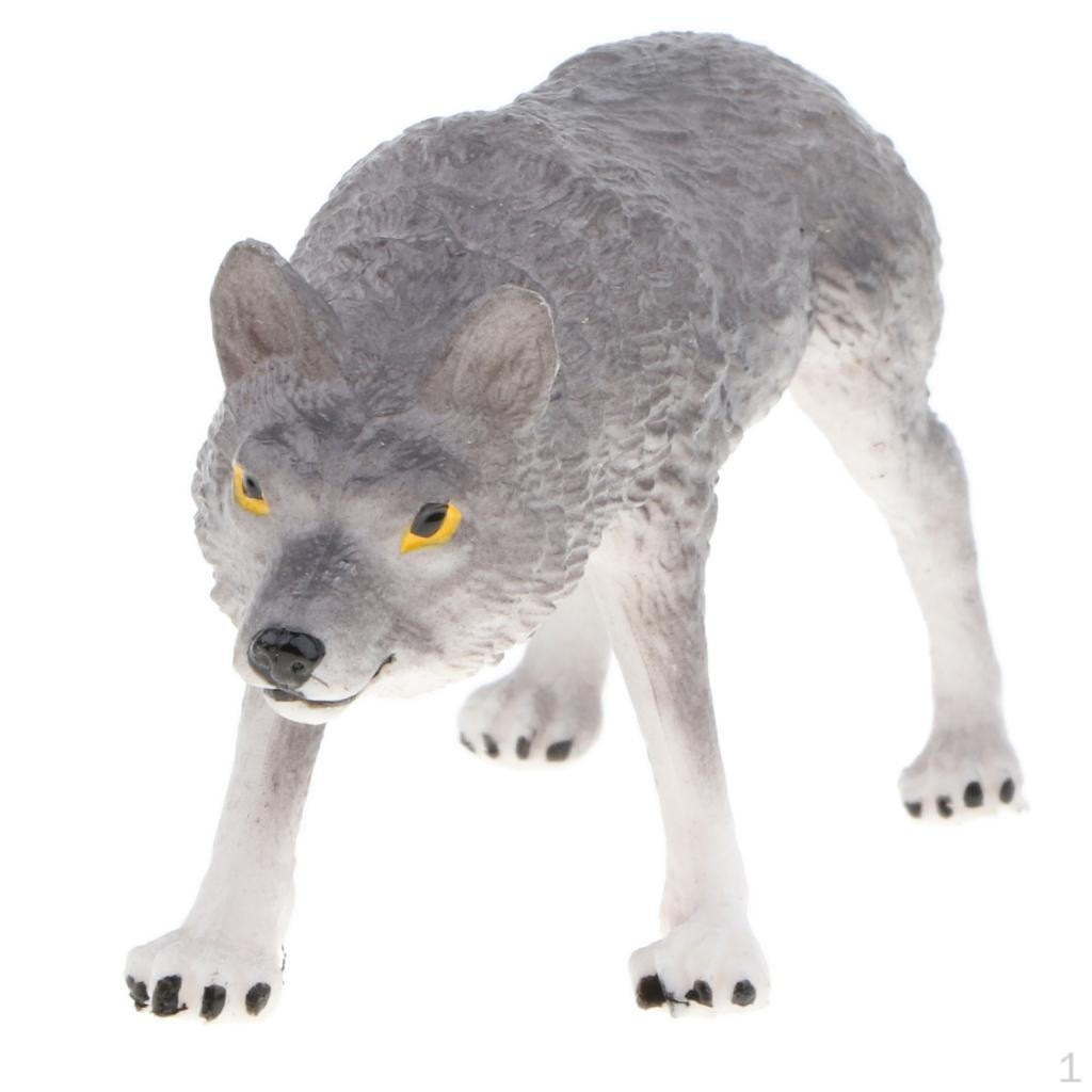 2 Pieces Plastic Walking Wolf Animal Model Figurines for Decor