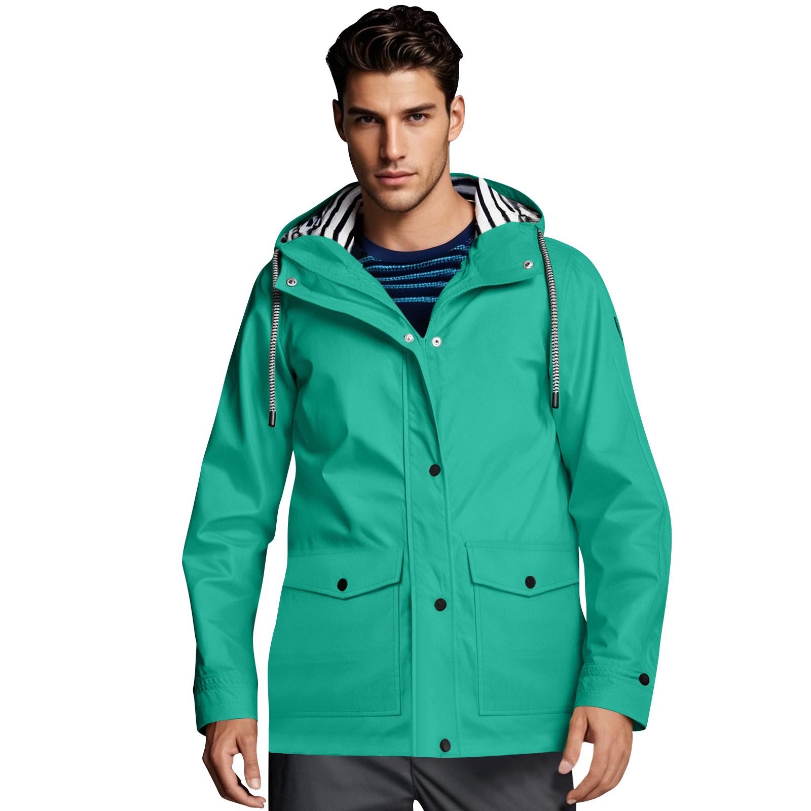 

Чоловічий однотонний дощовик зі смугами, для вулиці, з капюшоном, вітрозахисний XXL