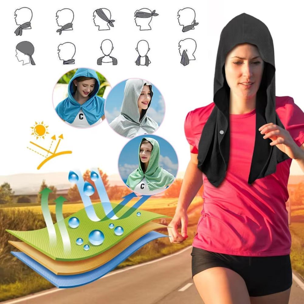 Cooling Hoodie Towel- Hood Towel Evaporative Cool Technology Cools Instantly When Wet Great for Sports Fitness Gym Bandana
