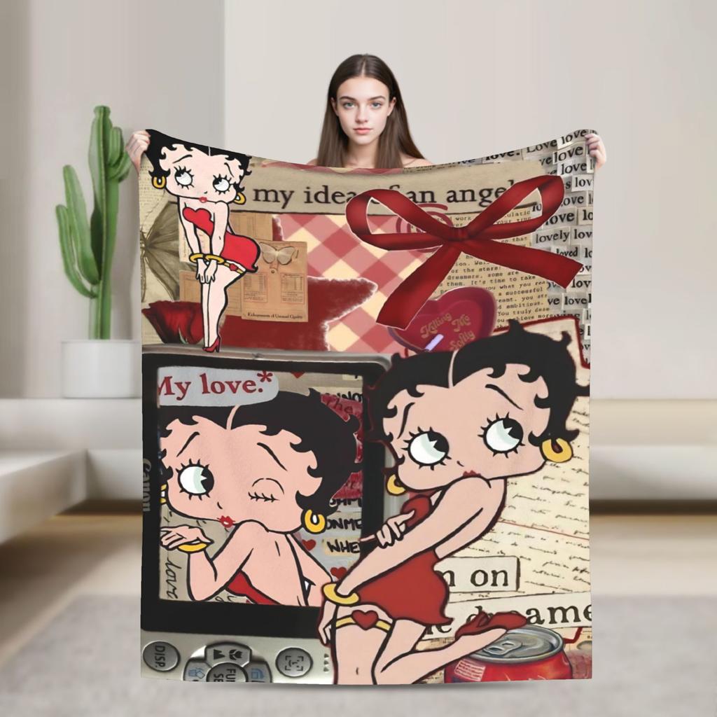B-Bettys Boops Throw Blanket for Couch  Soft Fuzzy Plush Blanket 50x60 Inch Multi-size Bedspread for All Seasons
