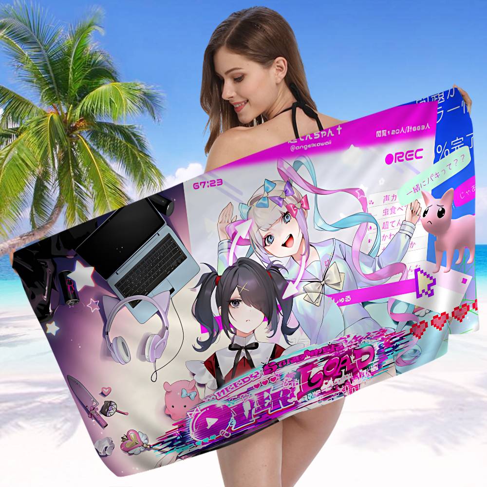 E-EEDY GIRL OVERDOSE Beach Towel Colorful Bath Towels for Girl Microfiber Quick Dry Custom Sand Free Beach Yoga Spa Gym Pool