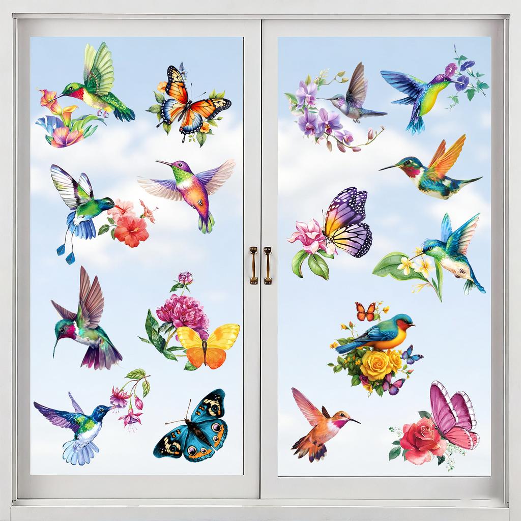 Hummingbird and Butterfly Theme Window Stickers for Living Room, Bedroom, Kitchen, Balcony and Glass Doors