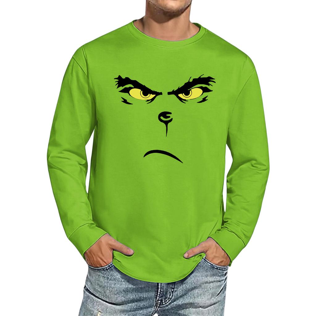 Men's Christmas Printed Imitation Cotton Long-sleeved Shirt