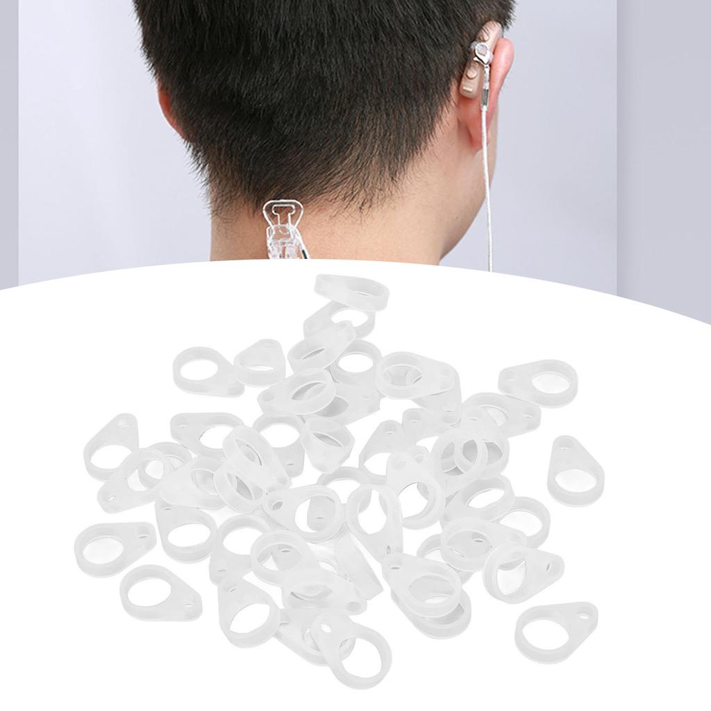 50Pcs Hearing Aid Silicone Loop Flexible Replacement Hearing Aid Clip Adaptor for Hearing Aid Lanyar