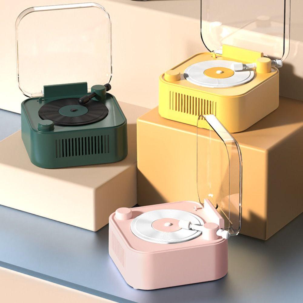 Bluetooth 5.0 Vintage Vinyl Record Speaker Stereo Sound Desktop Alarm Clock Speaker  Vintage Style