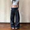 Mens Womens Relaxed Fit Straight Leg Trousers Cotton Blend Striped Casual Pants Lightweight