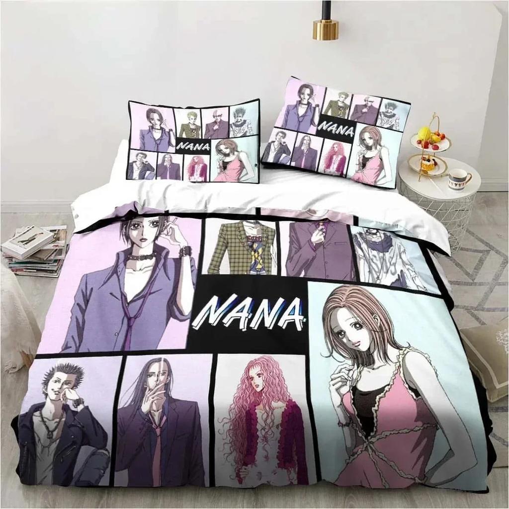 3D Print Cartoons Black Stone NANA Manga Bedding Set Printed With Pillowcase Duvet Cover Soft Queen King Size Bedclothes Home