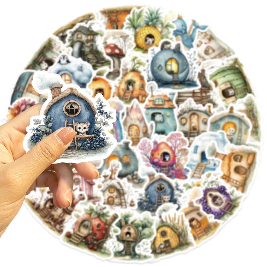 50PCS Cartoon Colorful House Graffiti Stickers - Waterproof DIY Decor for Guitar, Notebook & Luggage RecordingYourLife Store