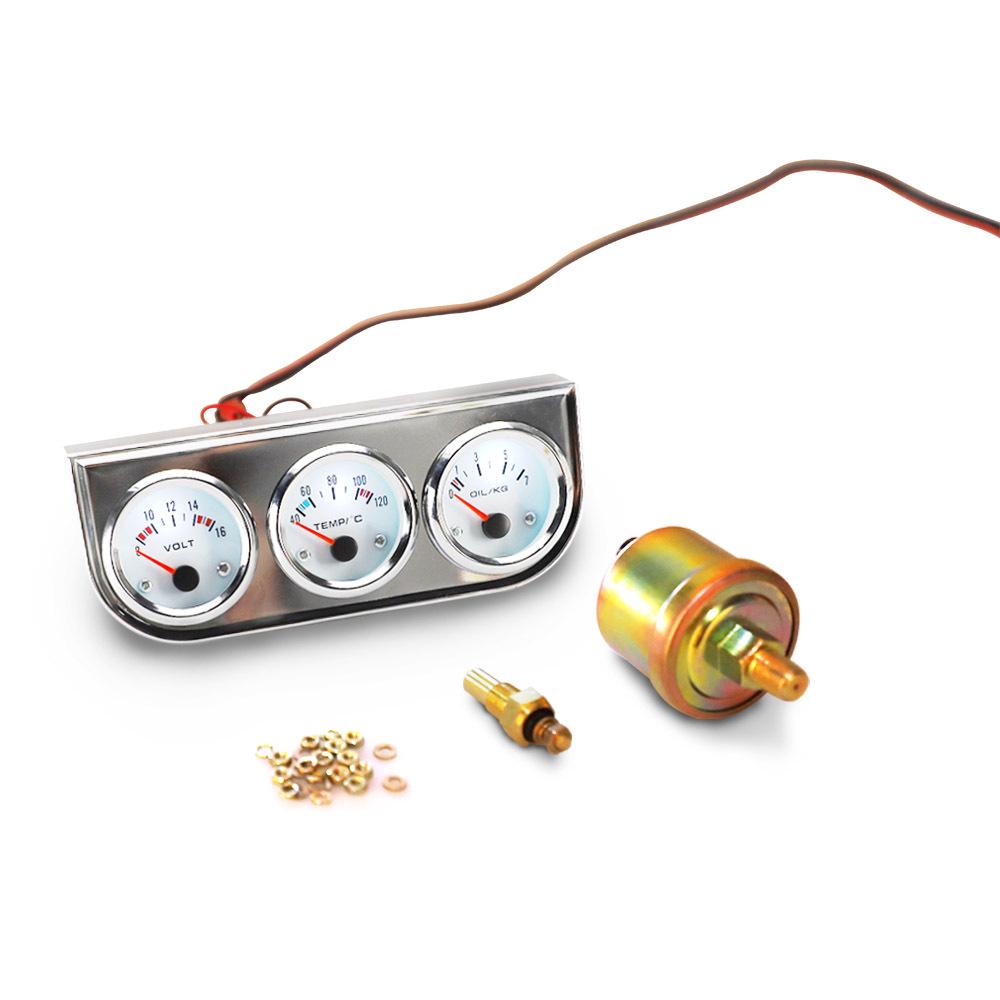 Car Instrument Gauge: Black Triple Meter for Water Temp, Oil Temp, Oil Pressure, and Voltage