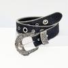 Large Eyelet Sequined Belt for Jeans Bead Trim PU Leather Belt Subculture Pants Belt Elegant Girl Clothing Waist Decors