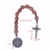 Saint Benedict Medal Prayer Pocket Rosary Catholic Brown Wood Beads With Saint Benedict Medal And Crucifix