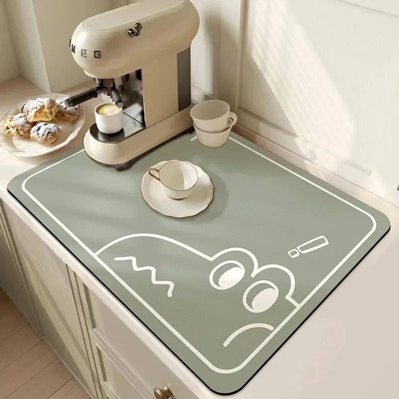 Large Kitchen Super Absorbent Mat Coffee Dish Draining Drying Mat Quick Dry Bathroom Drain Pad Kitchen Faucet Placemat Non-Slip