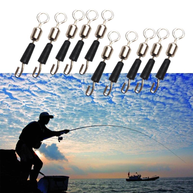 50Pcs High Strength Rolling Balls Bearing Snap Fishing Barrels Swivels Lures Connector Clip for Saltwater & Freshwater
