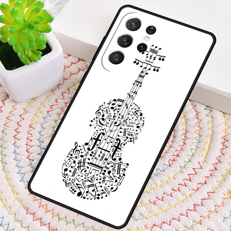 Musical Notes Violin Classical Soft Silicone Phone Case For Samsung Galaxy Note 10 Pro S26 S25 S24 S23 S22 S21 Plus Ultra Cover