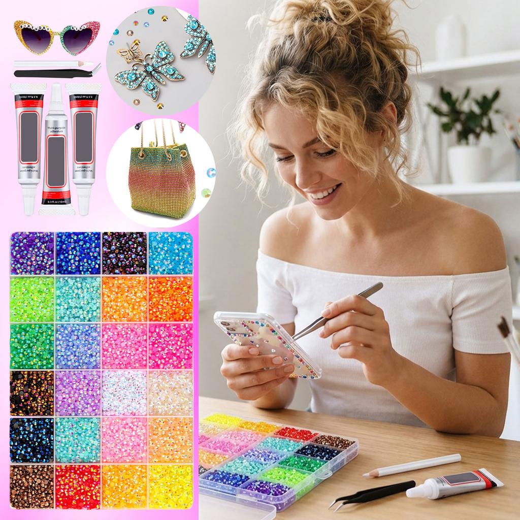3 Bottles Of 10ml Glue 24 Colors Of Resin Dazzling, 3mm Pieces For Making, Dazzling Kit With 3 Pieces Of Glue For Clothing Shoes Art Book Art