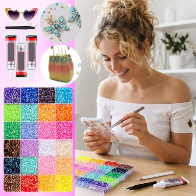 3 Bottles Of 10ml Glue 24 Colors Of Resin Dazzling, 3mm Pieces For Making, Dazzling Kit With 3 Pieces Of Glue For Clothing Shoes Art Book Art