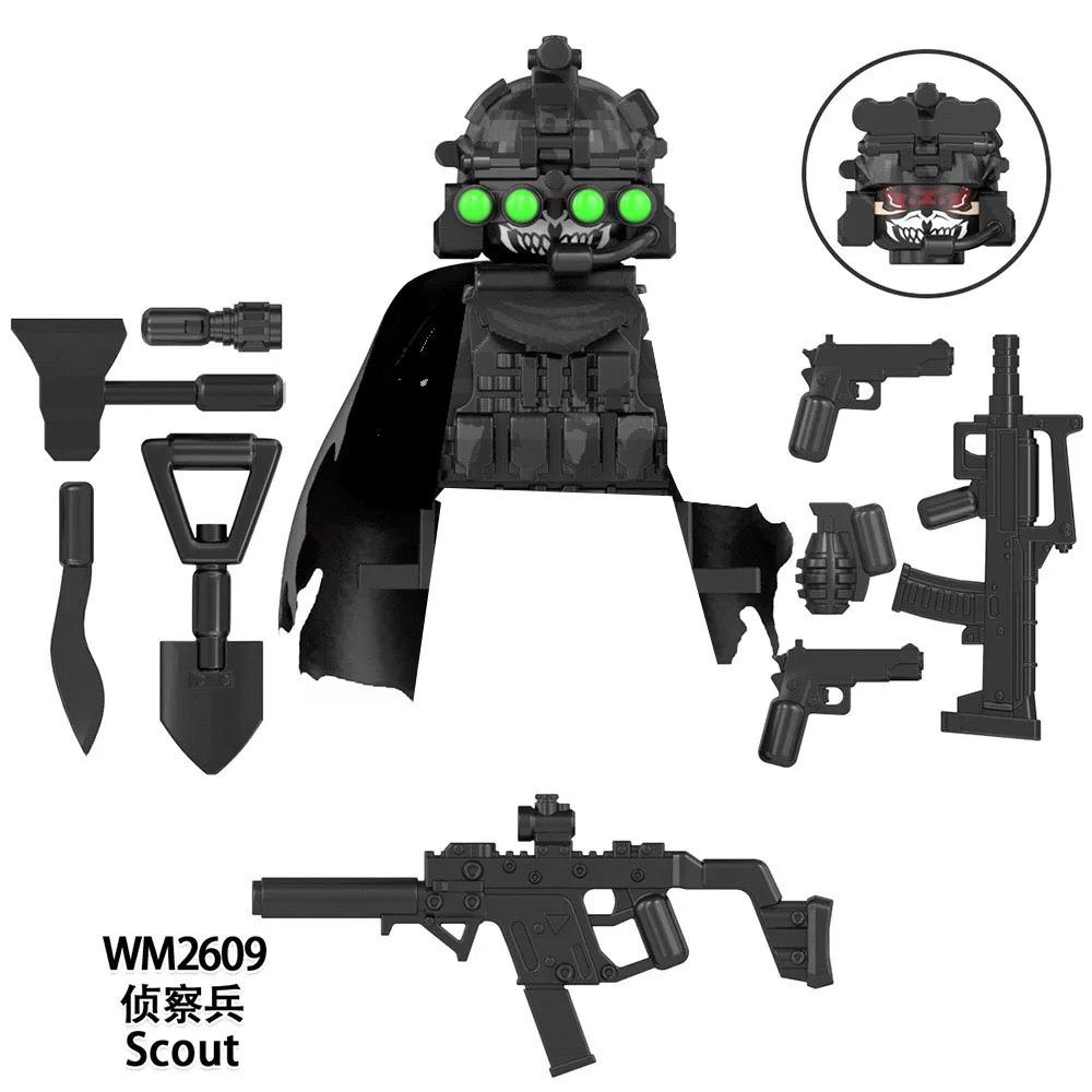 

WM6168 MOC Game Military Soldiers Heavily armed Weapons Accessories Assembly Building Blocks Action Figures Creative Decor Toys
