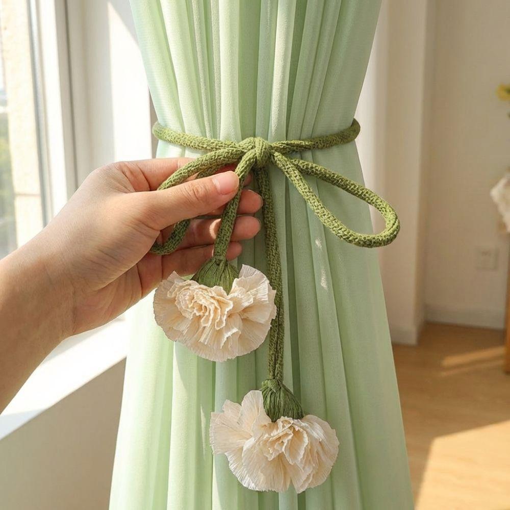 Beautifully Flowers Curtain Straps Adjustable Curtain Binding Carnation Curtain Tie Rope  Bedroom