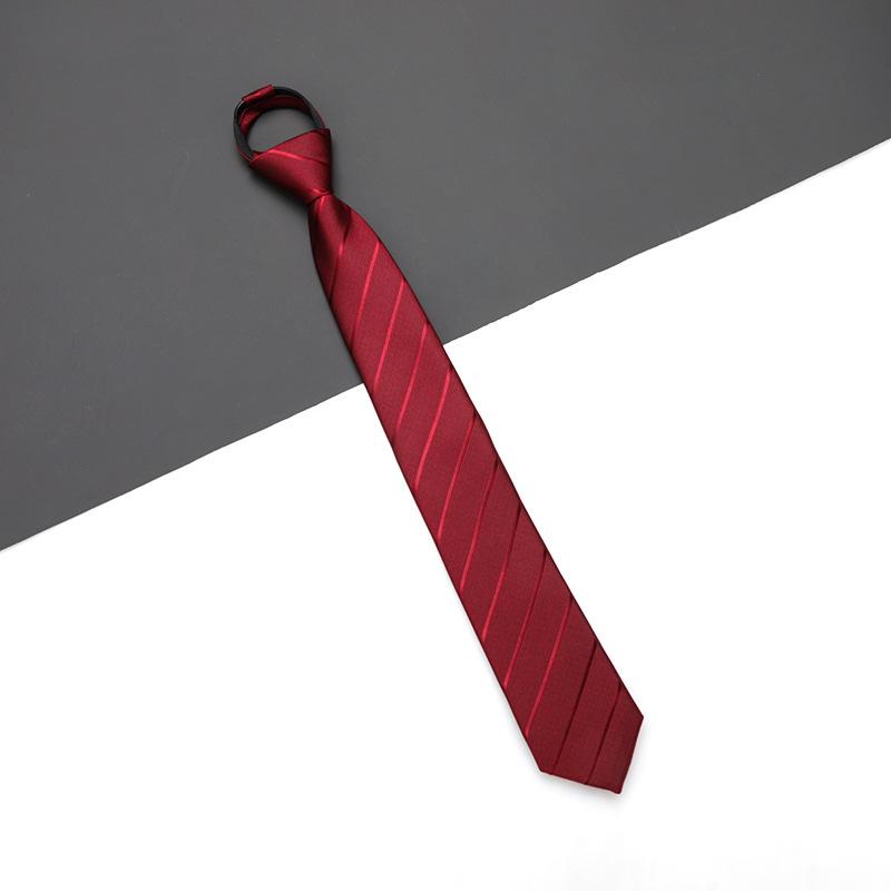 Men'S And Women'S Red Zip-Up Tie Groom Business Dress Wedding Korean Version Lazy No Striped Tie